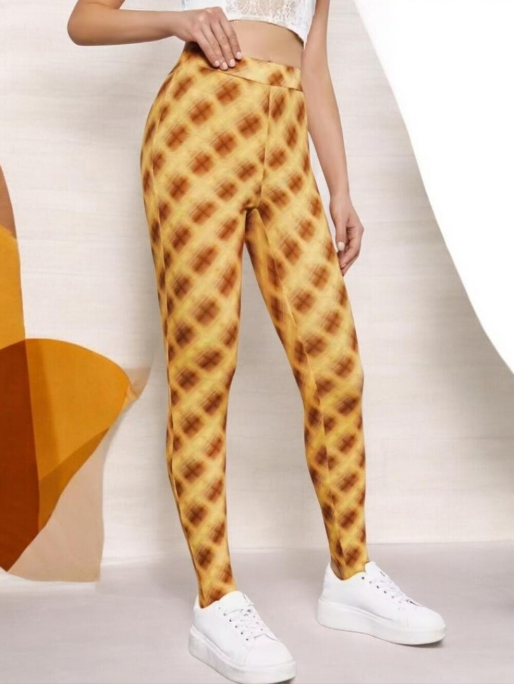 Plaid Stirrup Leggings High Waisted Tartan Medium